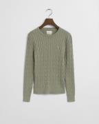Gant Gebreide trui Stretch Cotton Cable C-Neck met logoborduursel op b...