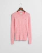 Gant Gebreide trui Stretch Cotton Cable C-Neck met logoborduursel op b...