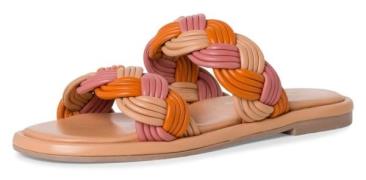 Tamaris Slippers , blokhak, zomerschoen, slippers met gevlochten banda...