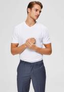 SELECTED HOMME Shirt met V-hals SLHNEWPIMA SS V-NECK TEE B NOOS