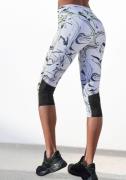 active by Lascana Caprilegging White Marble Sportbroek met mesh-inzets...