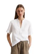 Marc O'Polo Blouse met korte mouwen puur linnen, rugpas met geplooid p...