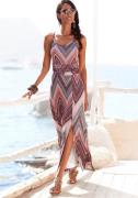 Lascana Midi-jurk met zigzag patroon en split, zachte jersey jurk, zom...