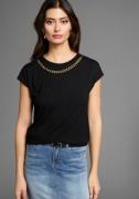 Laura Scott Shirt met ronde hals met goudkleurige sierketting