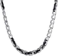 Firetti Edelstalen ketting Sieraden cadeau roestvrijstalen leren halss...