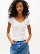 TOMMY JEANS Shirt met korte mouwen TJW SLIM HENLEY WAFFLE SS