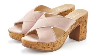 Lascana Slippers Mule, sandaal, open schoen van leer met blokhak