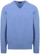 William Lockie Pullover Lamswol V Surf Mid Blue