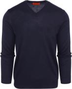 Suitable Pullover V-Hals Wol Donkerblauw