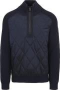 BOSS Kometto Half Zip Trui Wolmix Navy