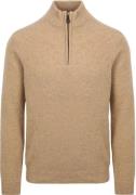 Suitable Half Zip Trui Wol Beige