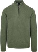 Suitable Half Zip Trui Lamswol Groen