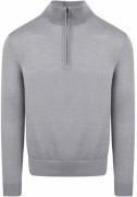 Suitable Merino Half Zip Trui Grijs