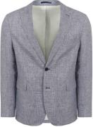 Suitable Blazer Pepita Linnen Blauw