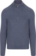 Suitable Half Zip Trui Wol Blend Donkerblauw