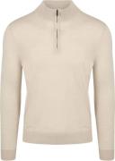 Suitable Merino Half Zip Trui Ecru