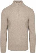 Profuomo Half Zip Pullover Lamswol Melange Beige