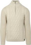 Superdry Half Zip Trui Jacob Cable Ecru