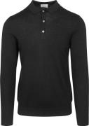 Profuomo Longsleeve Poloshirt Merinowol Zwart