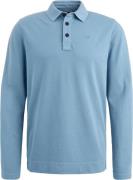 PME Legend Long Sleeve Poloshirt Garment Dye Piqué Blauw