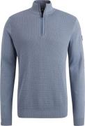 Vanguard Trui Half Zip Structuur Blauw