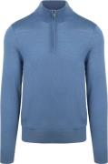 Suitable Merino Half Zip Trui Ink Blauw
