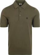No Excess Knitted Poloshirt Olijfgroen