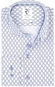R2 Poplin Overhemd Print Blauw