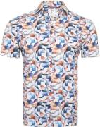 R2 Amsterdam Piqué Polo Graphical Print Blauw