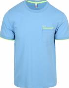 Sun68 Piqué T-Shirt Fluo Stripe Lichtblauw