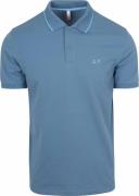 Sun68 Poloshirt Small Stripe Collar Avio Blauw