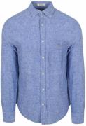 Gant Overhemd Linnen Blauw