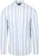 Scotch and Soda Linnen Blend Overhemd Streep Lichtblauw