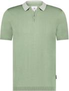 State of Art Knitted Poloshirt Half Zip Groen