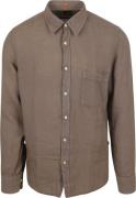 BOSS Relegant Overhemd Linnen Taupe