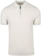 Suitable Knitted Half Zip Polo Beige