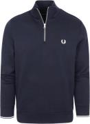 Fred Perry Half Zip Trui Navy Blauw