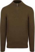 Profuomo Half Zip Pullover Structure Donkergroen