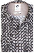 R2 Overhemd Camel Flower Print Navy