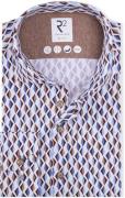 R2 Overhemd Jersey Retro Print Beige Blue