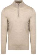 Suitable Merino Half Zip Trui Sand