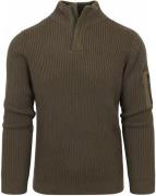 Suitable Half Zip Trui Noord Donkergroen