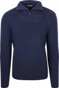 KnowledgeCotton Apparel Half Zip Pullover Merino Navy