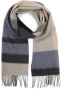 Profuomo Sjaal Wol Colourblock Blauw Grijs Beige -