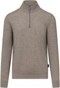 State Of Art Half Zip Trui Wool Blend Melange Taupe