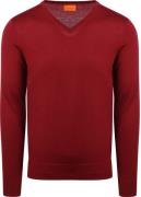 Suitable Merino Pullover V-Hals Donkerrood
