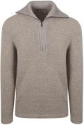 Suitable Deep Zip Pullover Boiled Wool Taupe