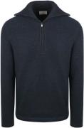 Suitable Deep Zip Pullover Boiled Wool Navy