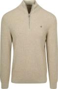 Gant Half Zip Trui Micro Textured Beige