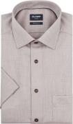 Olymp Luxor Short Sleeve Overhemd Structure Taupe